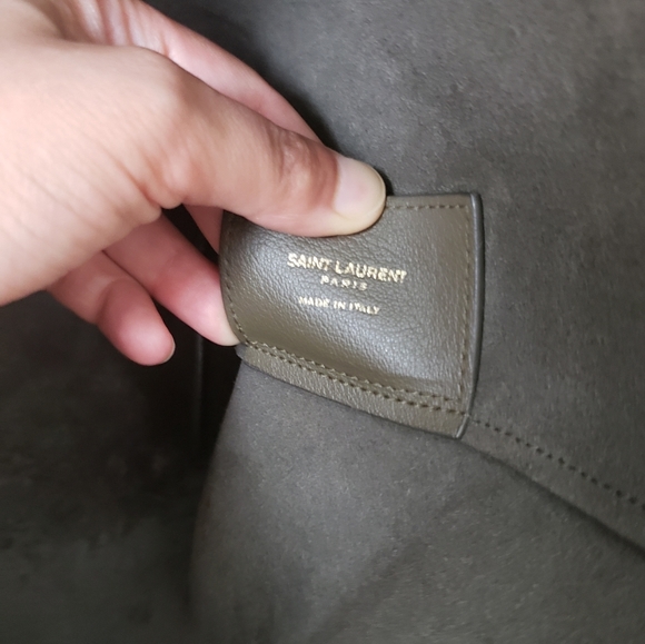 ***SOLD***Saint Laurent Large Leather Shopper Tote in Khaki - Picture 13 of 16